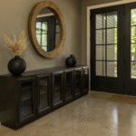 livorno tv console 92" 4 glass doors w/ drawers