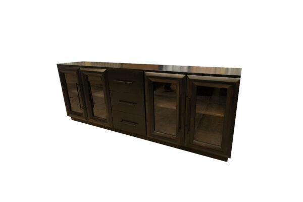 livorno tv console glass doors w/ drawers