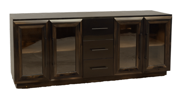 livorno tv console glass doors w/ drawers