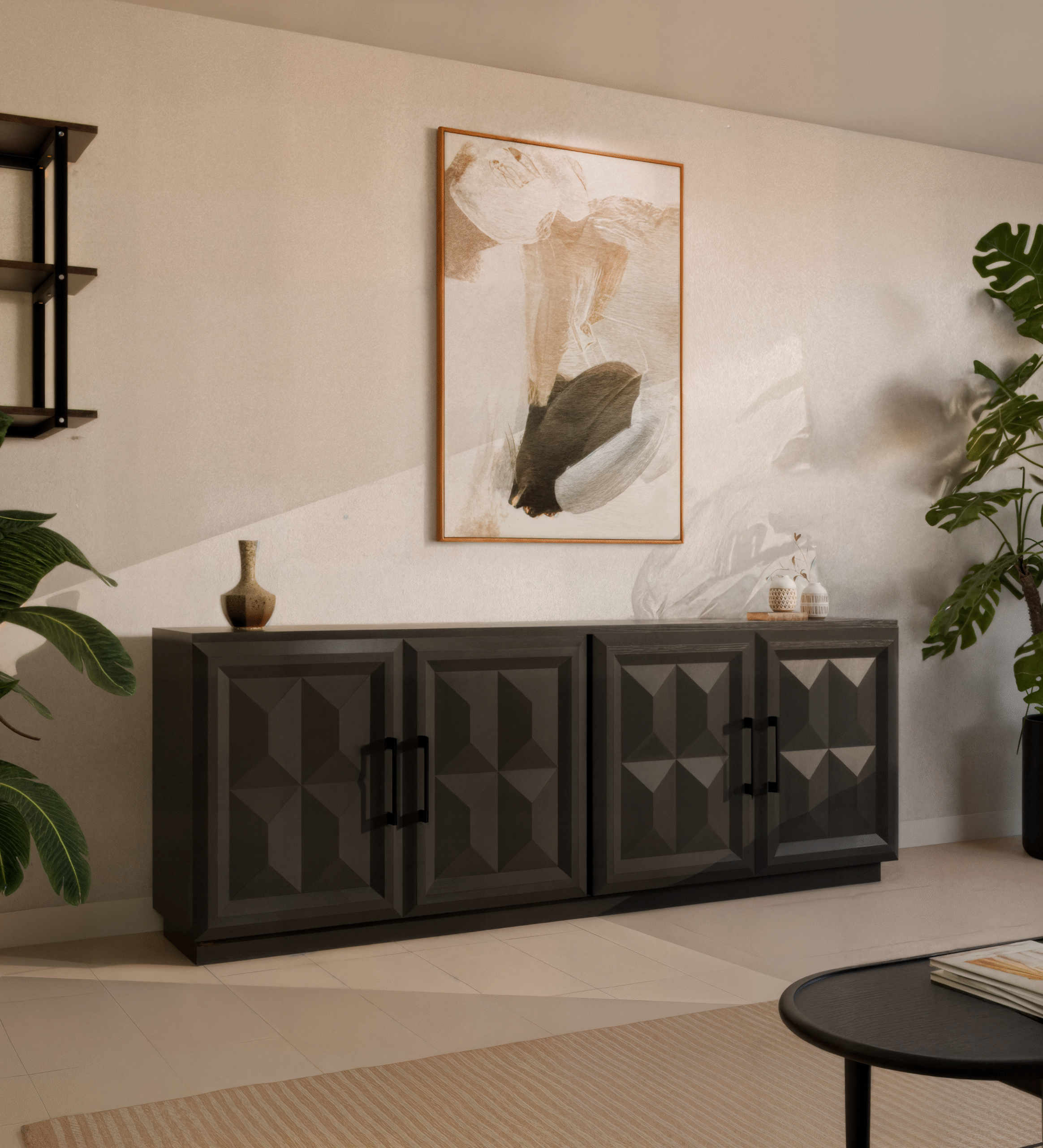 geometric tv console